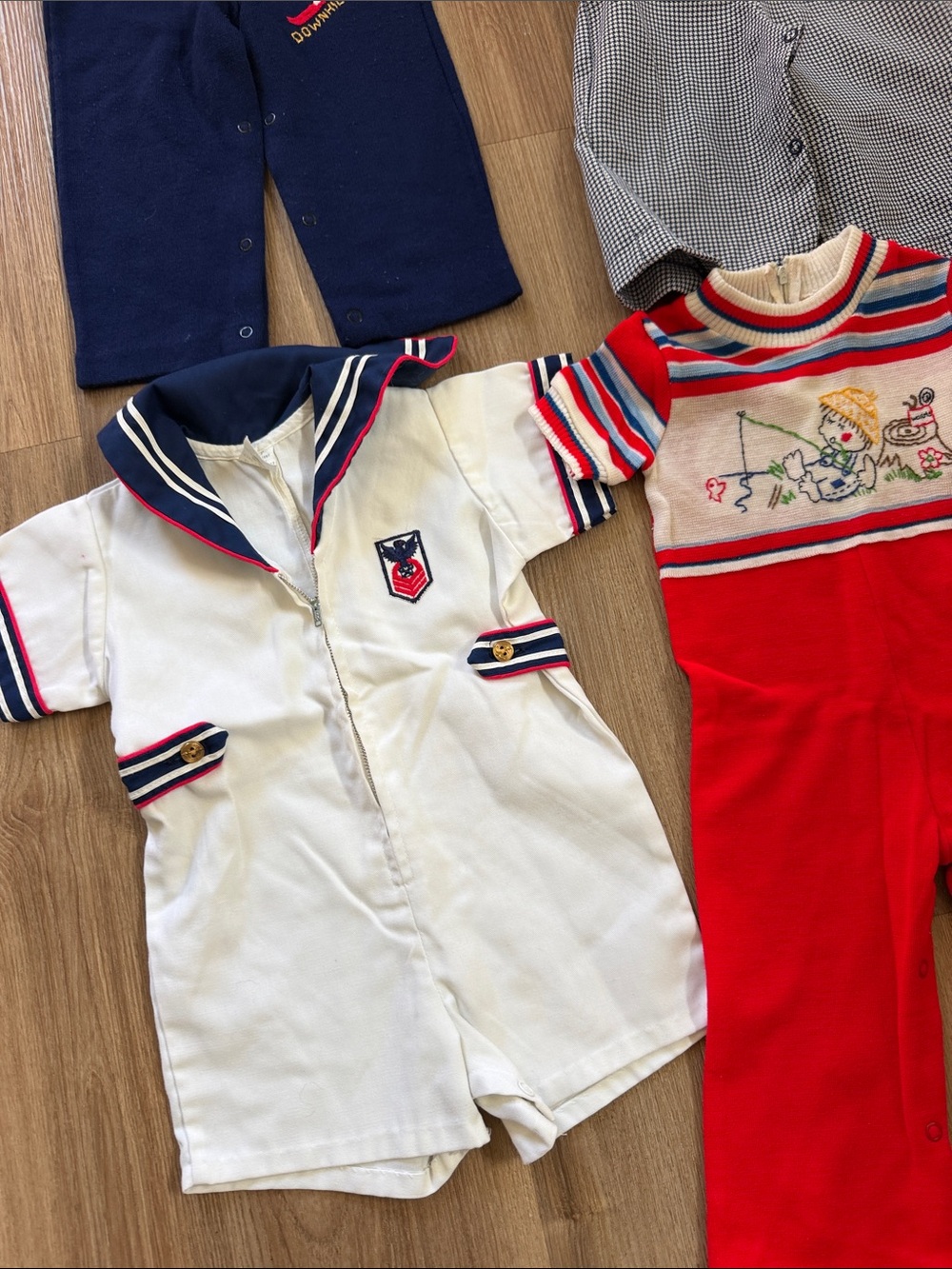 1970s Vintage Baby Toddler Boy Outfits Rompers Sailor Pilot Size 12-18 months - Picture 2 of 10